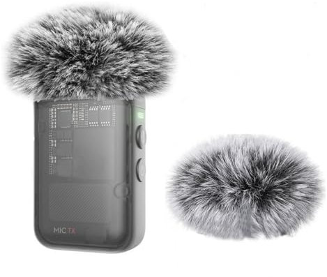 Windscreen for DJI Mic 2 Transmitter Cover/Osmo Pocket 3 Lavalier Microphone Accessories 2 Pack Furry Wind Muff Pop Filter Noise Reduction Foam - Grey