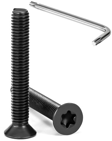 Tunejoy Viti a Testa Svasata M5 x 35 mm Vite Torx Nero Bullone a Macchina in Acciaio Inox A2 V2A Viti a Testa Piatta con Chiavi a T25 Filettatura Completa 20 pezzi
