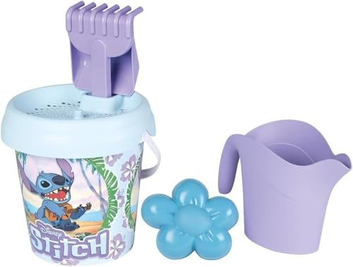 Smoby 7600862185 - Stitch Strandhink med Tillbehör - Sikt, Kratta, Spade, Vattenkanna, Sandform - För barn från 18 månader