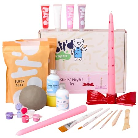 Pott'd Mini Pottery Kit | Lufttorkad lera keramik kit för vuxna | Inkluderar färger, borstar och keramikverktyg | GRATIS steg-för-steg-handledning online | Perfekt för nybörjare | Ta med studion till