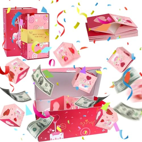 WGCHAIE Boite Surprise Explosion Box, Créatif Explosion Box, Boîte-Cadeau, Rebondissant Explosion Boîte, pour Cadeau, Anniversaires, Anniversaire, Famille, Saint-Valentin, Noël