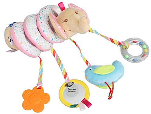 Generic Babyplysch Hängande Barnvagnsleksak med Pipande Ljud för Tidig Utbildningsutveckling för Nyfödda Pojkar, Flickor, Mjuk Spiralaktivitetsleksak för Barnvagn/spjälsäng/vagn (Stil 2)