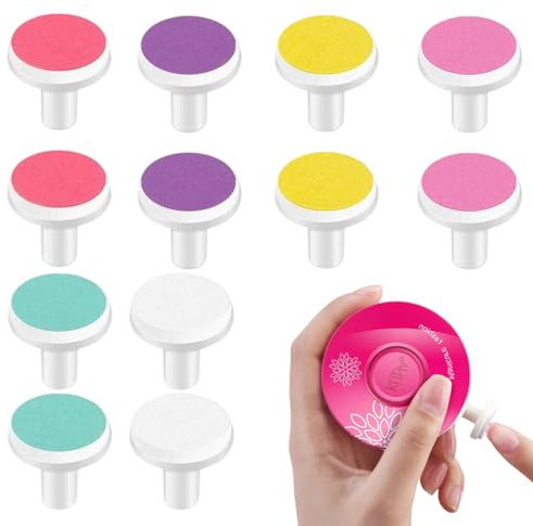 ZORVYN 12 Pezzi Ricambi per Lime per Unghie Elettriche, Testine di Ricambio, Set Cura Bambini, Accessori Professionali per Tagliaunghie, Testine per Levigatura Unghie