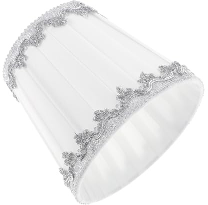 SOPOTUTU Pantalla de Lámpara Plegable Europea Pequeña Color Claro Borde Plateado, Tela Resistente, Accesorio para Lámparas de Techo y Pared, Adecuado para Hogar y Hotel, Diseño