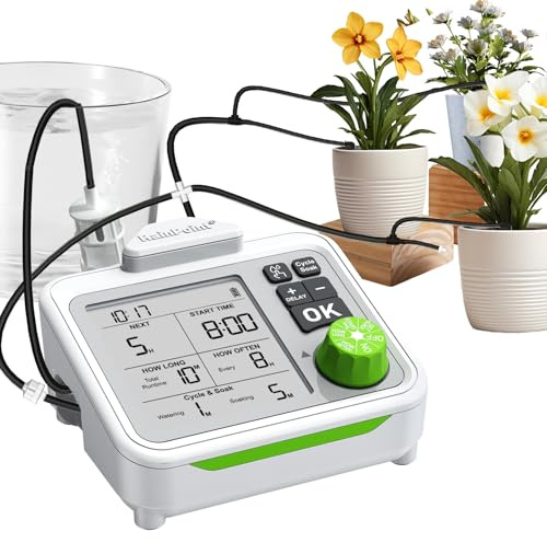 RAINPOINT Système d'irrigation automatique, Arrosage automatique intérieur pour 20 plantes en pot - Kit d'irrigation goutte à goutte rechargeable pour plantes d'intérieur, balcon