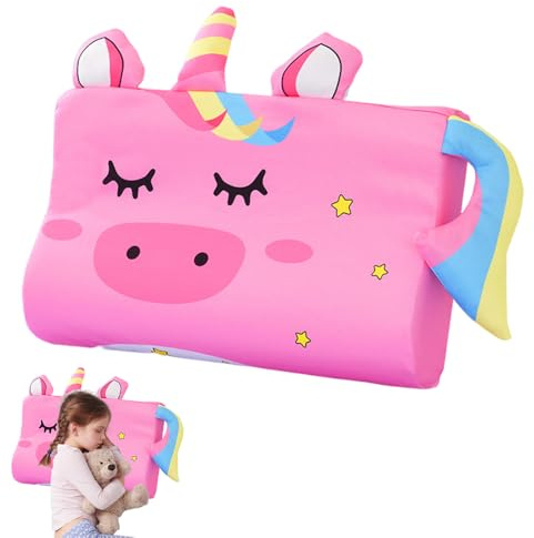 Wxeadu Almohada Infantil, 45 x 27 cm Almohada para Niños, Almohada Niño con Funda, con Memoria, Transpirable y Suave, Almohadas Ergonómica para Niños de 3 a 12 Trae Dulces Sueños (Unicornio)