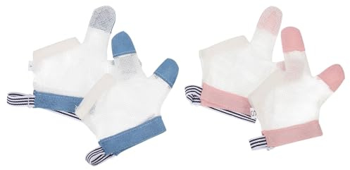LALAFINA Guantes para Bebés M Tamaño 2 Pares Protector de Dedos Anti Morder y Chuparse, Guantes de Tela Transpirables para Pulgar y Dedo Índice, Accesorios para Evitar Color Aleatorio