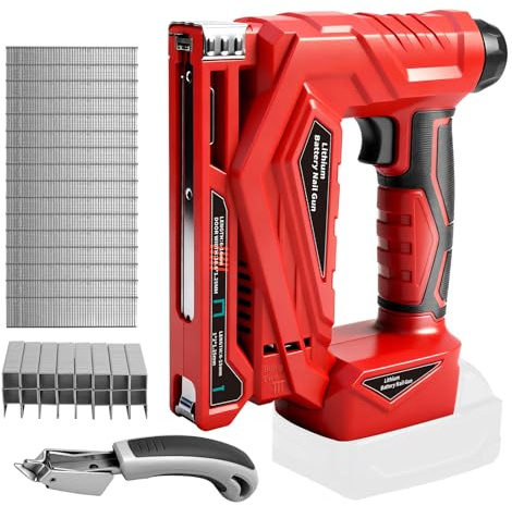 3 en 1 Agrafeuse Cloueuse Electrique Sans Fil Pour Milwaukee 18V Batterie | 150 coups/min, Mode Monotir/Continu, avec 1000 clous et 1000 agrafes, Agrafeuse Pour le Bricolage bois, DIY, sans batterie