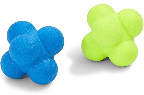 Juvale Lot de 2 balles d'entraînement en caoutchouc pour la coordination œil-main pour la vitesse de réflexe, balle de réaction multiface pour le sport, équipement d'entraînement d'agilité, baseball
