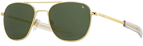 AO Original Pilot Sunglasses - Gold - Calobar Green AOLite Nylon Lenses - Bayonet Temple - Polarized - 57-20-140