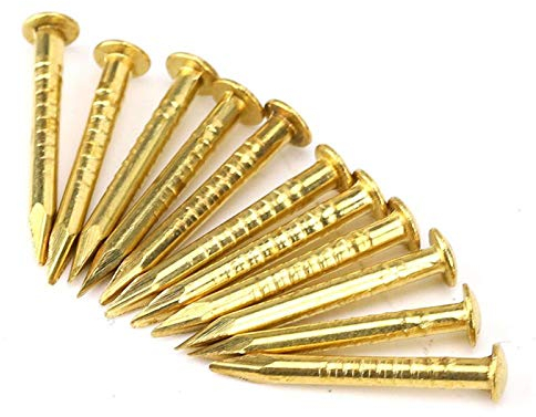 Clavo de Latón, 100 Piezas Clavos Dorados de Cabeza Redonda Clavos de Pared de Latón 10 Mm / 15 Mm / 18 Mm / 22 Mm para Madera, para Espejo de Marco de Imagen Colgante(15mm long)