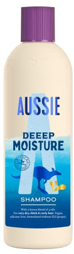Aussie Deeep Moisture Vegan Ultra-Rich Shampoo - For Very Dry, Thick and Curly Hair - with Avocado Oil, Jojoba Oil and Macadamia Nut Oil, 300ml
