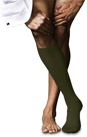 FALKE No. 6 M KH lana seta al ginocchio tinta unita 1 paio, Calzini lunghi Uomo, Verde (Artichoke 7436), 45-46