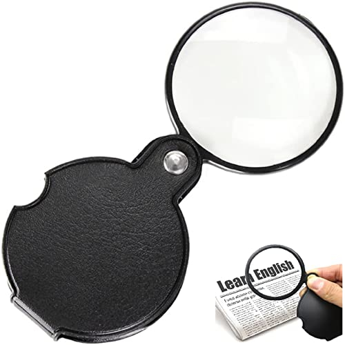 Fache Einschlaglupe,Taschenlupe,Tragbar Handlupe,Handlupe,50mm Klappbar Leselupe,10 Fach Lupe,zum Senioren Kinder Lesen Hobby Handwerk Uhrmacher Münzen Briefmarken,Juwelier, Bücher,mit Samtbeutel