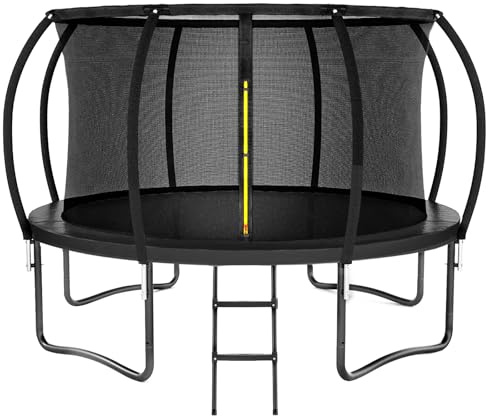Kiivakii Trampoline 12FT 14FT, Outdoor Trampolines for Kids and Adults, Recreational Trampoline with Enclosure Net & Ladder, Round Trampolines for Backyard, ASTM Approved