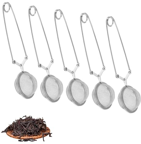 Filtro per il tè, 5 Pezzi Infusore tè Ball Tea Strainer Colino Tisane Infusore per il tè a Forma di Sfera in Acciaio Inossidabile 304, per Filtrare le Foglie di tè e Cospargere le Spezie