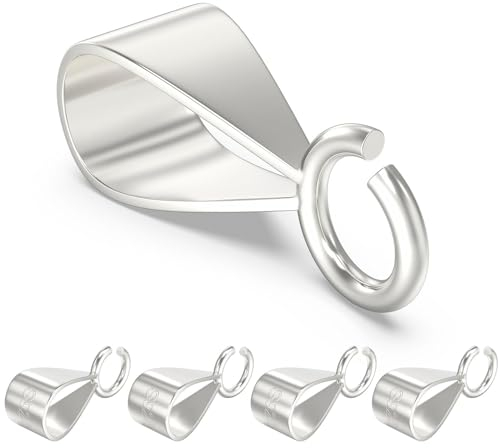 Moguri 5 Stück 925 Sterling Silber Schiebe-Anhängerverschluss für Halskette, Ösen für die Schmuckherstellung, Anhänger Ösenverbinder mit offener Schlaufe