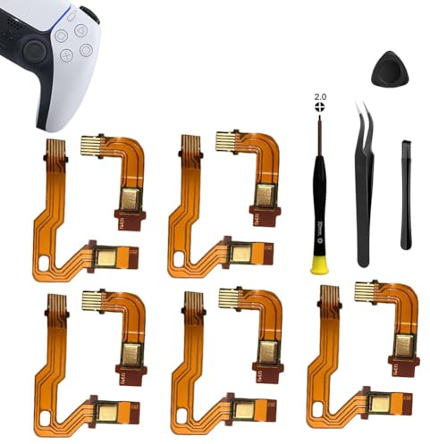 MYPUQIAO 5 Sets Microphone Flex Cable Replacement for PS5 V1 1.0 BDM-010 Left and Right Handle Inner Mic Ribbon, Playstation 5 Speaker L R Connector Cable Dualsense Controller with Repair Tool Set(V1)