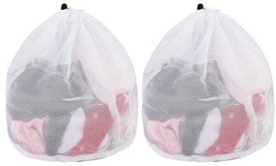 LOZTBUE 2 reti per il bucato per la lavatrice, sacchetto per il bucato 40 x 50 cm con coulisse, sacchetto per il bucato a maglia fine, riutilizzabile,vestiti da bambino, biancheria intima, calzini