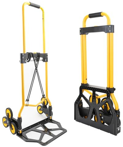 Diable Pliable escaliers 100kg Diable pour escaliers Diable pour escaliers, Pliable Diable pour escaliers Pneus en Caoutchouc Dur | en Plastique | Cadre en Acier - Jaune