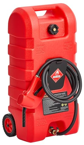 VEVOR Serbatoio di Carburante Portatile 56,78 L Modalità Pompa a Gravità e Manuale, Contenitore per Serbatoio di Carburante con Ruote, Tubo di Mandata 3,04 m e Pompa Manuale, per Motoscafi, Benzina
