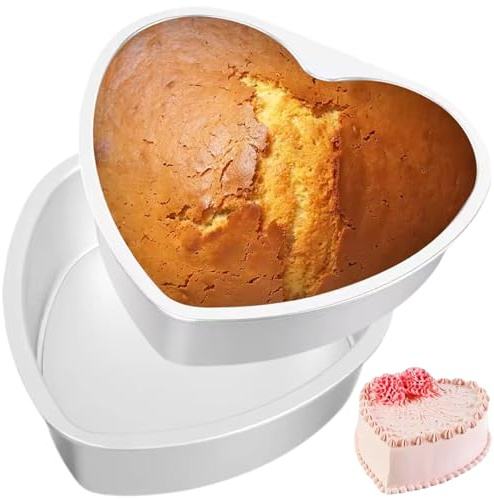 Hintyne 2Pcs Heart Shaped Cake Pan 6 Inch Aluminium Alloy Heart Shaped Cake Tin Anodized Washable Reusable Non-Stick Baking Mold for Home, Bakery