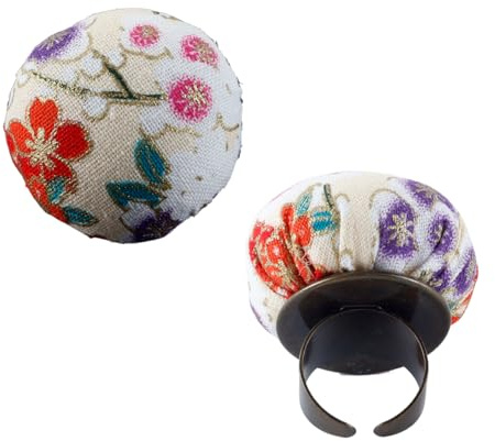 Ausi In Cushions Ring Adjustable Pin Cushion Finger Pincushion Pumpkin Pin Cushion for Manual Sewing Sewing Notions Supplies (White)