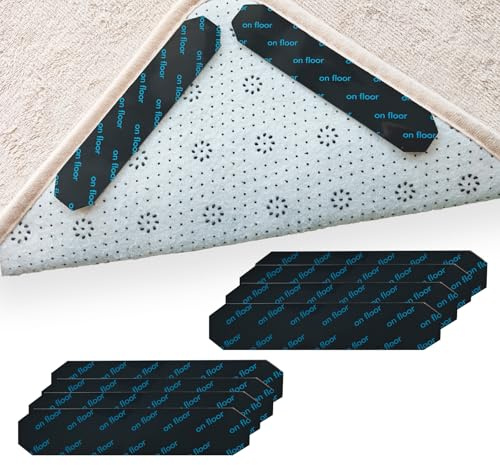 Yustella Rug Gripper for Carpet 20 Pcs, Anti Slip Rug Grippers for Laminate Wooden Tile Floors, Washable Reusable Non Slip Rug Tape Stickers to Stop Sliding Curling, No Residue Floor Friendly