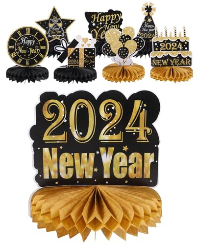 BESPORTBLE 8 Piezas Unidades Decorativas Bola Panal Negro y Centro Mesa para Fiesta de Año Cotillones Fiestas Decoracion Centro Mesa Elegante y Festiva