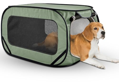 Foldable Dog Transport Box, 92 x 52 x 52 cm, Double Doors, Pop-Up Transport Box, Oxford Fabric, Breathable, Robust Dog Transport Box, Portable Dog Transport Boxes for Cats and Dogs up to 29.5 kg