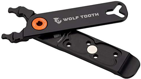 Wolf Tooth - Master Link & Plier - Pack Pliers | Bike Multi Tool Quick Link Pliers with Bike Tyre Levers, Valve Core Remover | Chain Tools 9/10/11/12 Speed Bicycle Repair | Orange