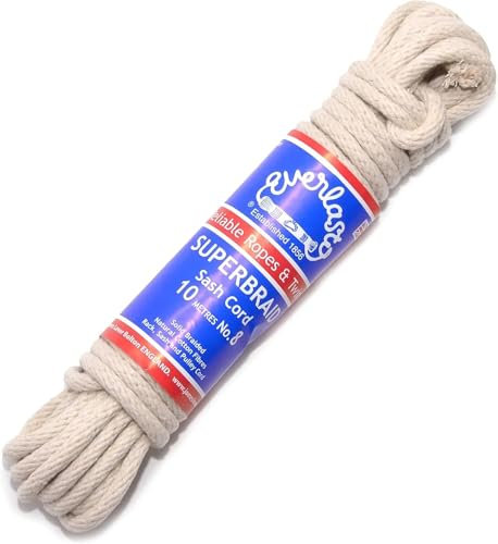 Everlasto UK Made 'Superbraid' Solid Braided Natural Cotton Sash Cord - No.9 (7MM) (10M)