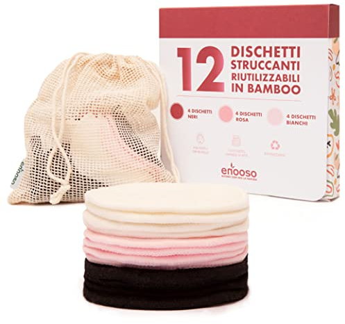 ENOOSO - Dischetti Struccanti Riutilizzabili in Bambù, Ultra Morbidi e Senza Cuciture, Ideali per Pelli Sensibili, Makeup Remover Pads Ecologici, 12 Unità, Bambù