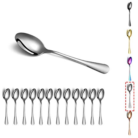 Kyraton Cucchiaini, 12 Pezzi 12,5 cm Cucchiaini da tè in Acciaio Inossidabile, Cucchiaio da Dessert, Cucchiai da Gelato, Cucchiaino da caffè, Cucchiaio Argenteria
