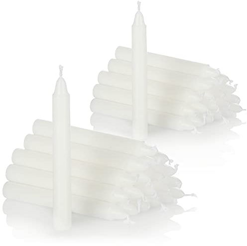com-four® 40X Baumkerzen aus Wachs - Weihnachtsbaumkerzen, Christbaumkerzen, Pyramidenkerzen für Weihnachten - Kerzen klein - Ø 11 x 105 mm (40 Stück - weiß)