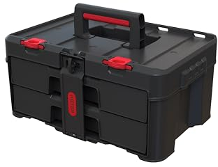 Keter Stack-n-Roll Two Drawer Tool Box for Small Parts and Power Tool Accessories, Fits Keter Modular Tool Storage System
