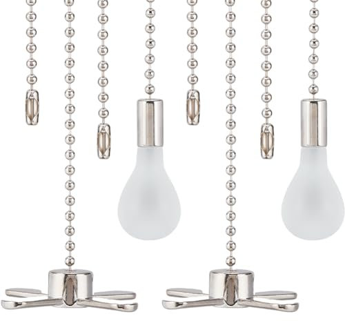 GORGECRAFT 4 rallonge de Chaîne de Traction pour Ventilateur de Plafond Ampoule Décorative Givrée et Lumière de Ventilateur Ensemble de Chaîne de Traction en Boule de Perles Pendentif D'Extension