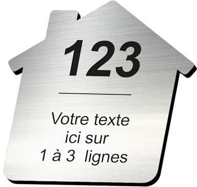 Plaque gravée personnalisée autocollante pour nom et numéro de boîte aux lettres en forme de maison design - alu brossé - format 5x5 cm