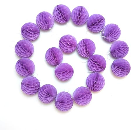 Hanging Paper Honeycomb Balls Party Decorations 20 Pieces 3 Tissue Paper Pom Poms Flower Balls for Birthday Wedding Party Baby Shower Nursery Wall Decor (Light Purple)