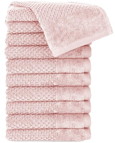 Pure Label 10-TLG. Gästehandtücher 30x50 cm mit Aufhängeschlaufe aus 100% Baumwolle, saugstark, weich und Oeko-TEX Zertifiziert - 10 Gästehandtücher Rosa, 30x50 cm