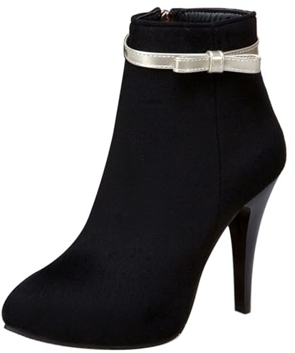 Asterisco Stivaletti da Donna con Tacco a Spillo con Plateau Bowknot Tacco Alto Boot Appuntito Zip Stivali da Vestito, C61448Mh Nero Numero 41 EU/43Cn