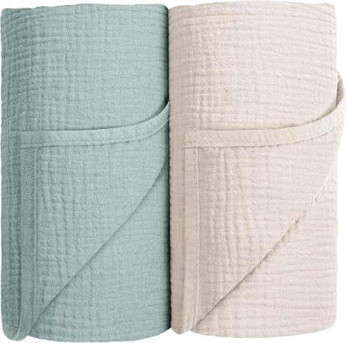 Susurration Muselina 100% Algodón Mantas Grandes para Bebés,Mantas de Recepción Transpirables Súper Suaves para Bebés Unisex Niños y Niñas100x100cm (Verde Claro)