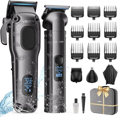 Vgrpro Haarschneidemaschine für Männer Professionell, Kabellose Haarschneidemaschine profi zum Haareschneider, Haarschneider Herren und Trimmer Set, Elektrischer Trimmer Herren mit Paket Box(Gray)