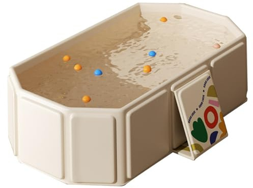 Hopfällbar babybadkar, 71 x 40 x 22 cm, hopfällbar babybadkar med utfällning och stödfötter, bärbar PVC-badkar för barn 0-8 år.