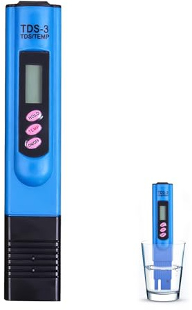 TDS Meter Digital Water Tester, 0-9990 PPM Water Tester Pen Checker, 2% Accuracy LCD Display, One Touch Auto Calibration, Portable for Household Drinking Water Swimming Pools Aquaculture Aquariums