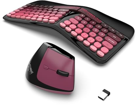 Ergonomic Wireless Keyboard and Mouse Set Wireless Keyboard Silent Mice Set with Wrist Rest for Computer, Laptop, PC, Mac, Windows Black Pink