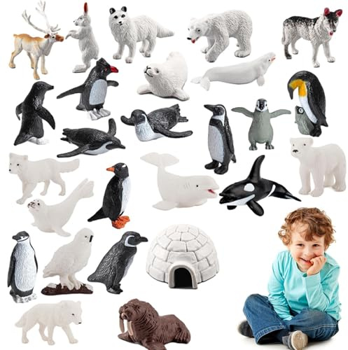 Giocattoli per animali artici – Mini figure di creature, set di animali dettagliato, modelli di di orso polare, robusto set da gioco per bambini, diorama educativo | Ideale per l'arredamento del