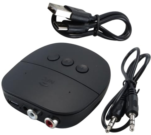 Ubric Bluetooth 5.2-mottagare med 3,5 mm AUX-port, Bluetooth 5.2 ljudadapter för stereo, högtalare, förstärkare, bilradio och hörlurar med NFC-funktion.
