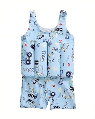 Floatie Swimsuit for Toddlers Boys Girls Floating Bathing Suit Baby Kids Float Learn to Swim Suit Floatation Beach Pool Blue Sleeveless 2-3 Years