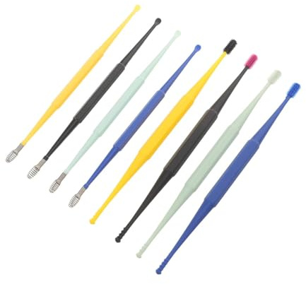 DRESSOOS 8 St Delars Öronrengöringsset med Dubbelsidig Plastsked och Spiralverktyg Återanvändbar och Bärbar Öronvaxborttagare Hygienisk Användning
